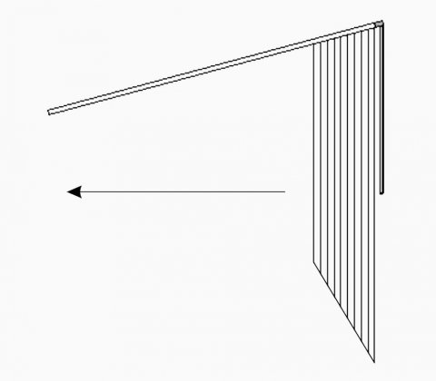 Slope vertical blinds for triangular windows