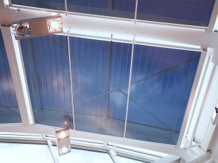 Electrical film roller blinds for horizontal roof windows