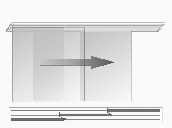 Panel glide system 3 runs one-sided left